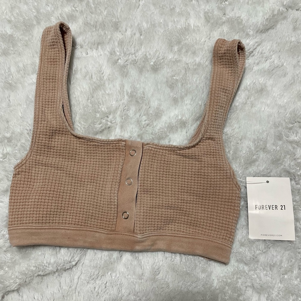 NWT Forever 21 Seamless Waffle Knit Bralette in Nude Pink